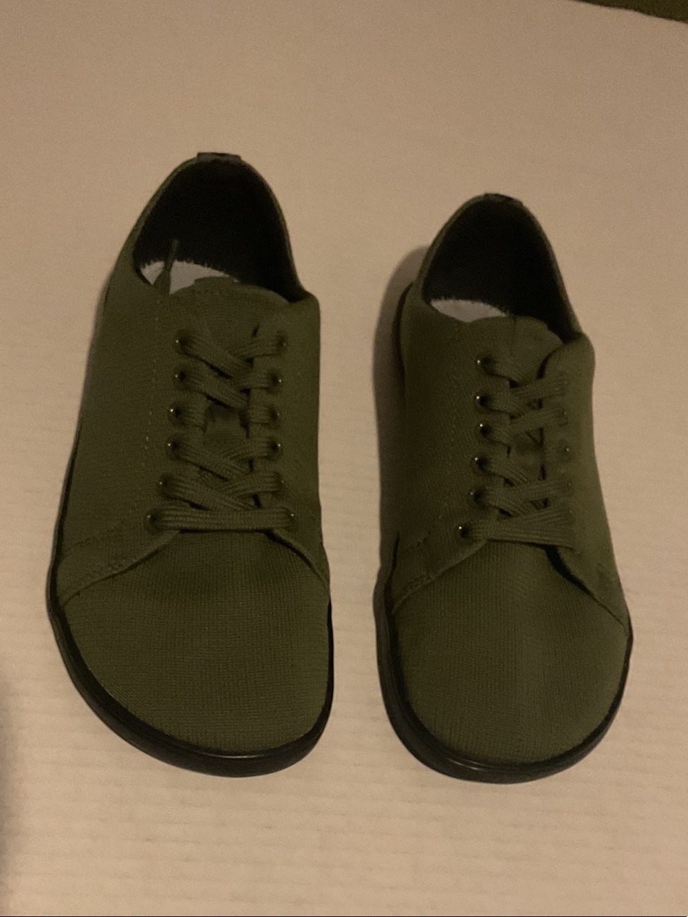 Women’s Olive Canvas Lace-Up Sneakers - Low Profile Comfort